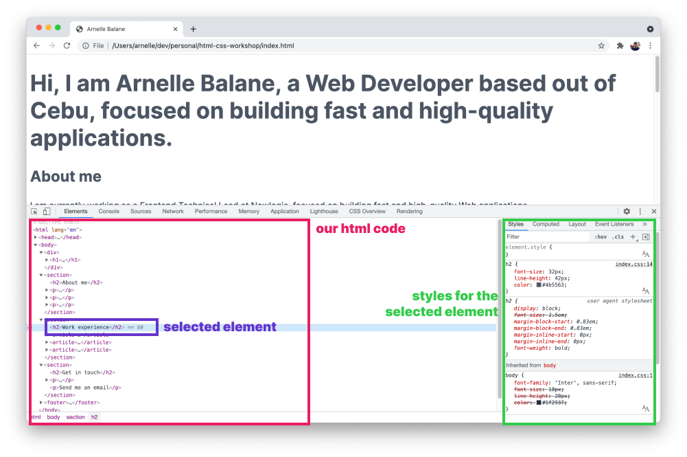 DevTools Elements panel