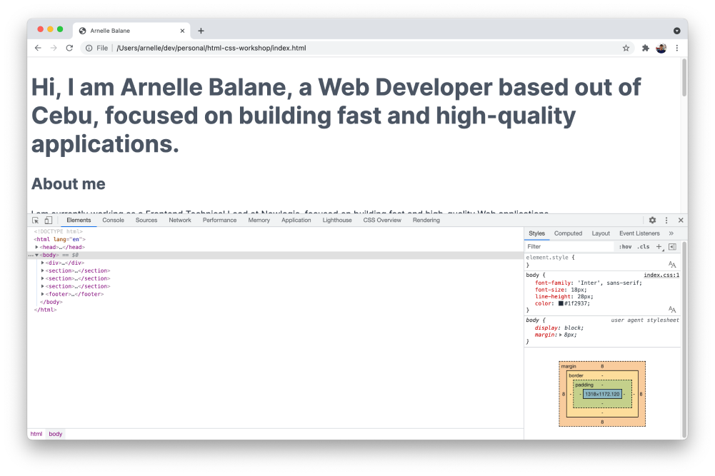 Chrome DevTools panel